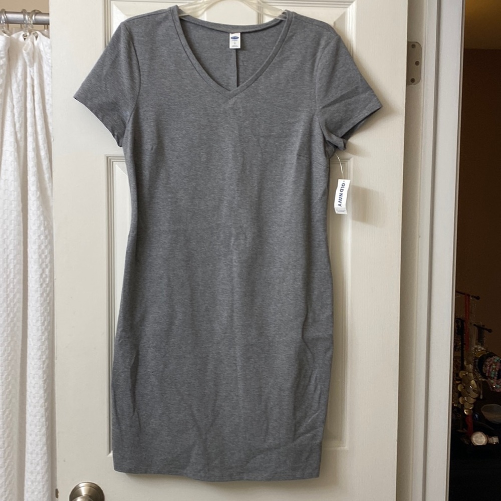 NWT Old Navy T Shirt Dress Gray Short Sleeve